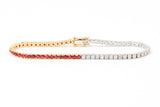 Diamond and Ruby Tennis Bracelet - 14k Yellow and White Gold - 3.75ctw