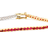 Diamond and Ruby Tennis Bracelet - 14k Yellow and White Gold - 3.75ctw