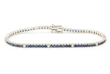 Diamond and Sapphire Tennis Bracelet - 14k White Gold - 3.58ctw