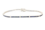 Diamond and Sapphire Tennis Bracelet - 14k White Gold - 3.58ctw