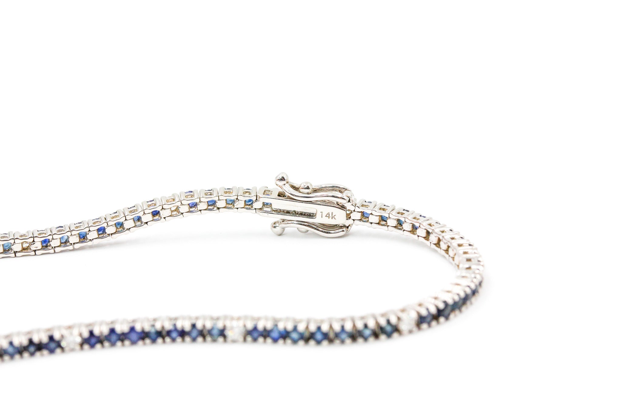 Diamond and Sapphire Tennis Bracelet - 14k White Gold - 3.58ctw