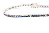 Diamond and Sapphire Tennis Bracelet - 14k White Gold - 3.58ctw