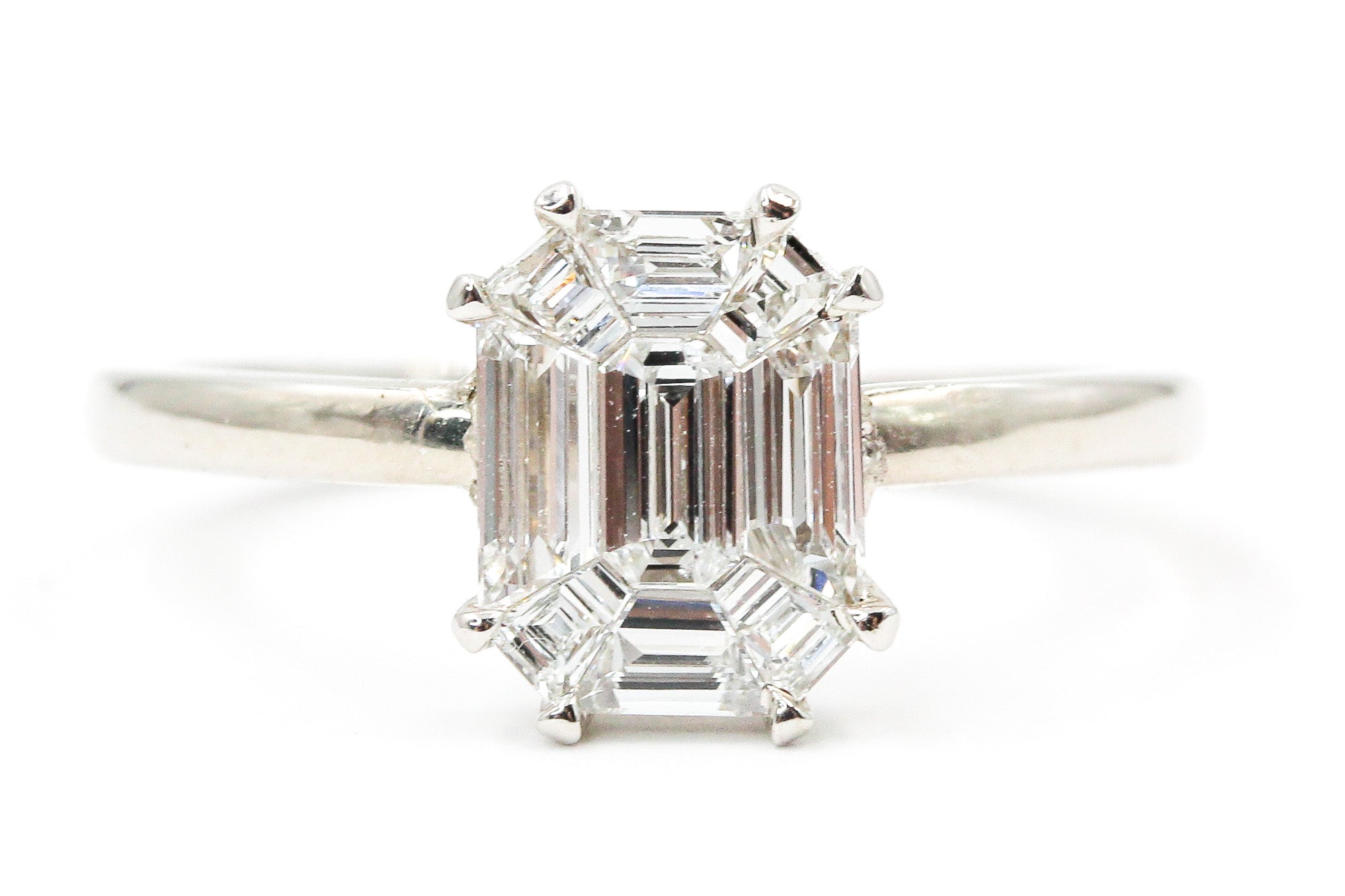 Emerald Cut Diamond Ring - 14k White Gold - 0.56ctw
