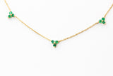 Emerald Station Necklace - 14k Yellow Gold - 0.48ctw