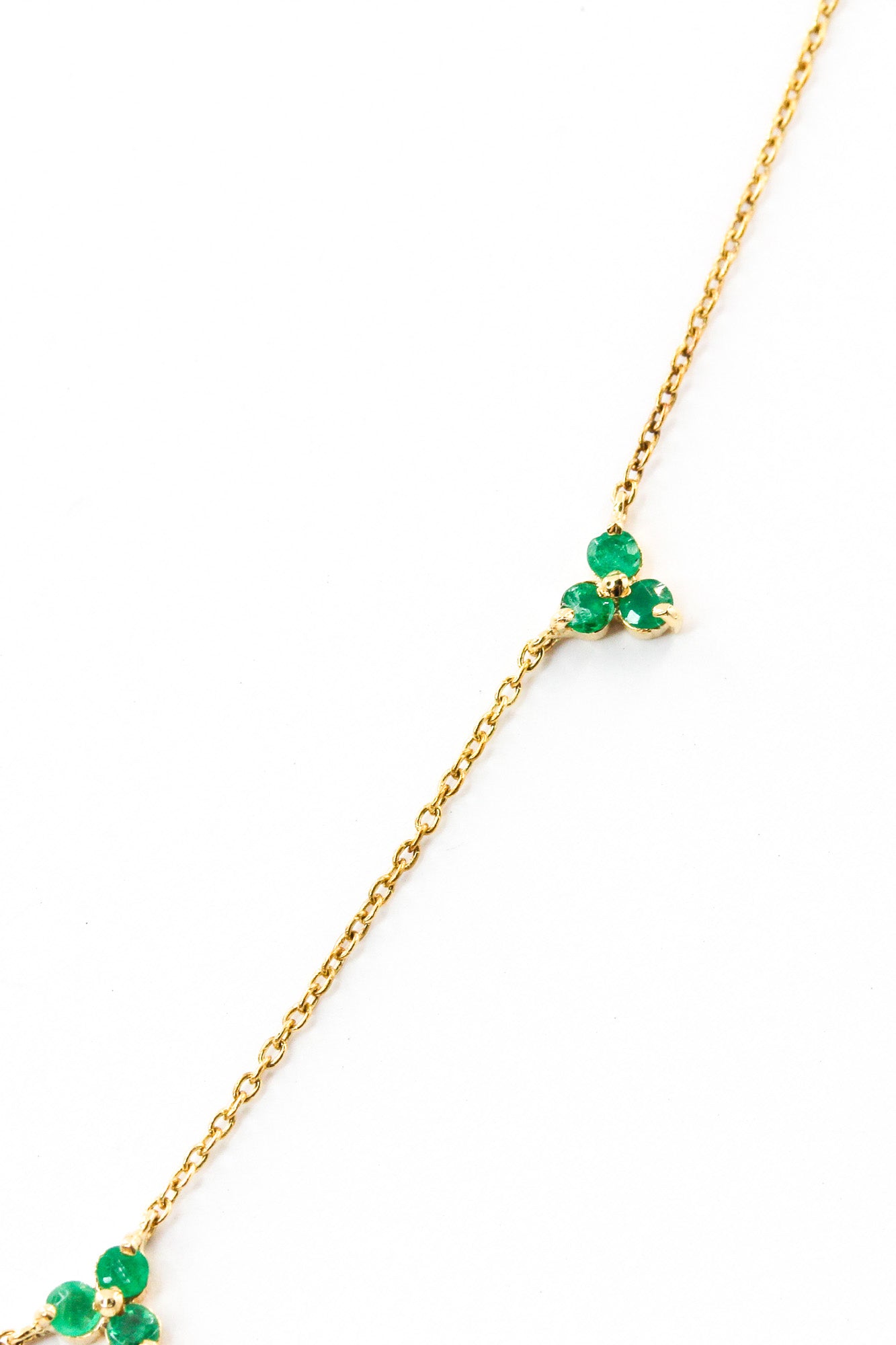 Emerald Station Necklace - 14k Yellow Gold - 0.48ctw