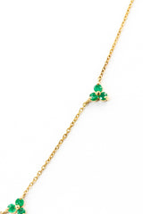 Emerald Station Necklace - 14k Yellow Gold - 0.48ctw