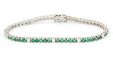 Emerald and Diamond Bracelet - 14k White Gold - 4.42ctw