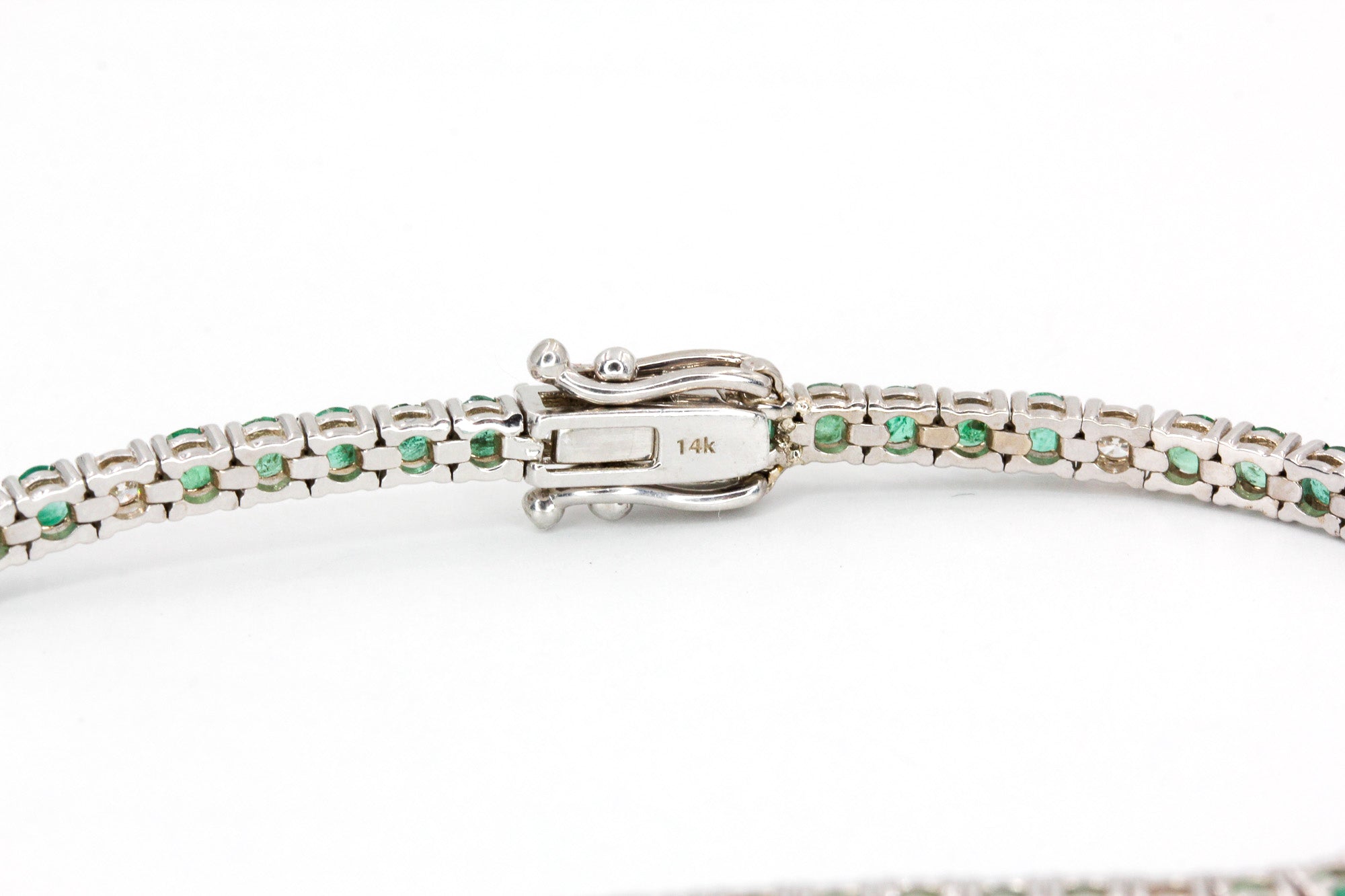 Emerald and Diamond Bracelet - 14k White Gold - 4.42ctw