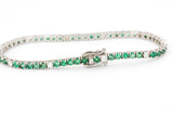 Emerald and Diamond Bracelet - 14k White Gold - 4.42ctw