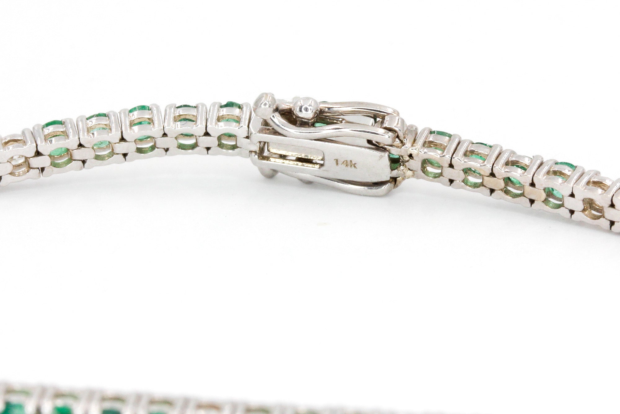 Emerald and Diamond Bracelet - 14k White Gold - 4.42ctw