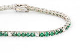 Emerald and Diamond Bracelet - 14k White Gold - 4.42ctw