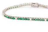 Emerald and Diamond Bracelet - 14k White Gold - 4.42ctw
