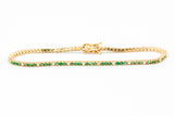 Emerald and Diamond Bracelet - 14k Yellow Gold - 0.64ctw