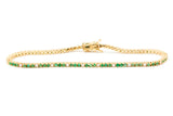 Emerald and Diamond Bracelet - 14k Yellow Gold - 0.64ctw