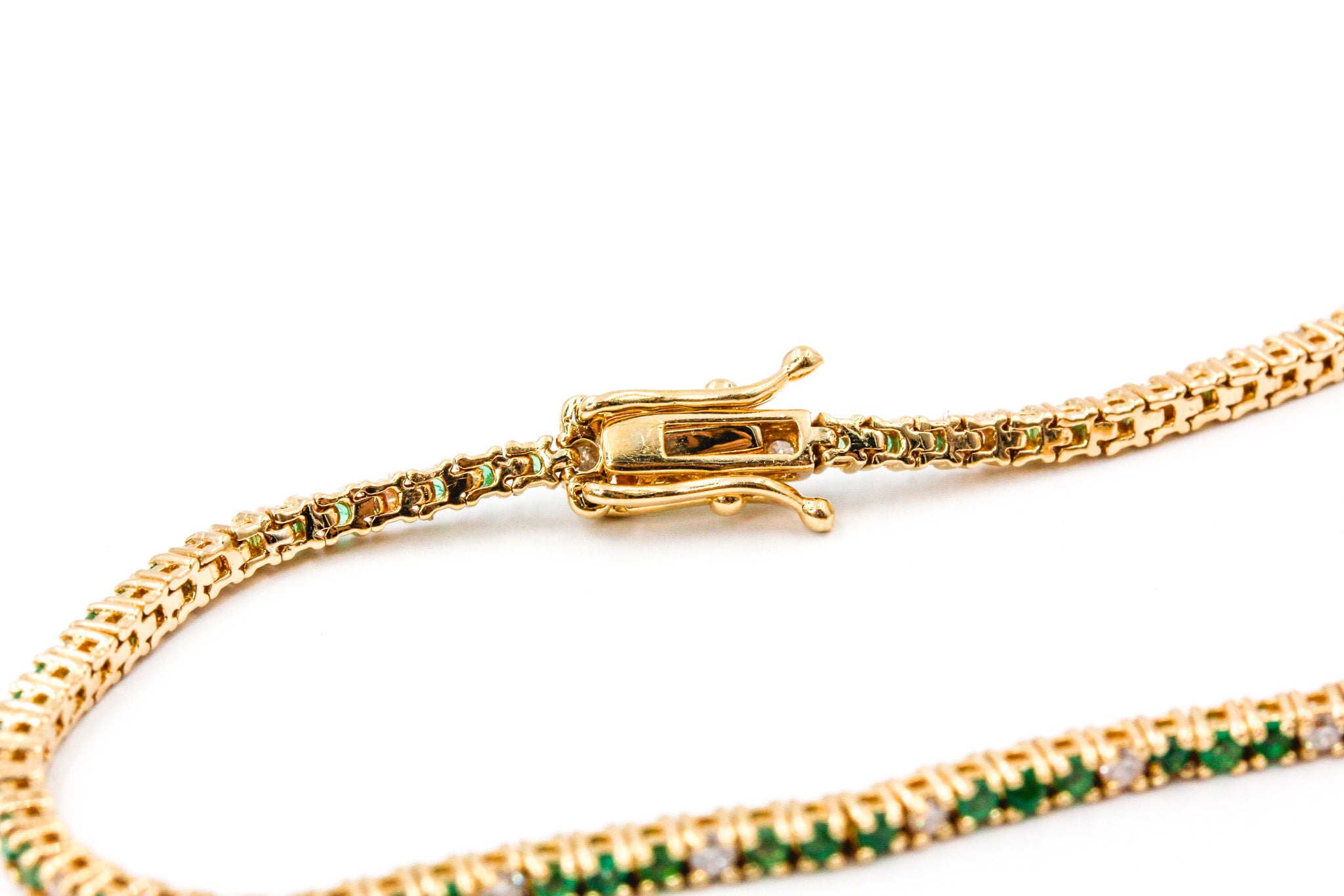 Emerald and Diamond Bracelet - 14k Yellow Gold - 0.64ctw