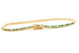 Emerald and Diamond Bracelet - 14k Yellow Gold - 0.64ctw