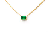 Emerald and Diamond Necklace - 14k Yellow Gold - 1.11ctw