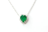 Emerald and Diamond Pendant Necklace - 14k White Gold - 0.77ctw