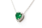 Emerald and Diamond Pendant Necklace - 14k White Gold - 0.77ctw