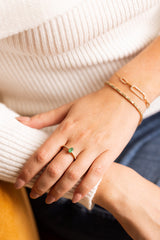 Emerald and Diamond Ring - 14k Yellow Gold - 0.53ctw