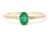 Emerald and Diamond Ring - 14k Yellow Gold - 0.53ctw