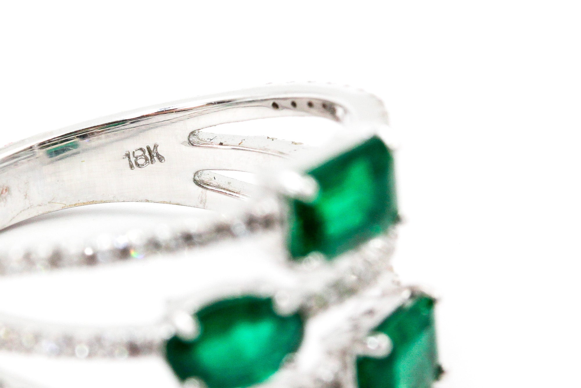 Emerald and Diamond Wrap Ring - 18k White Gold - 1.55ctw