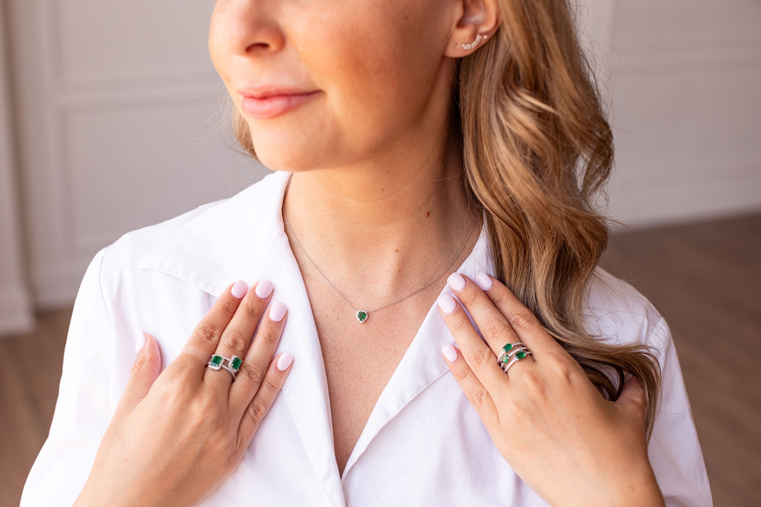 Emerald and Diamond Wrap Ring - 18k White Gold - 2.50ctw