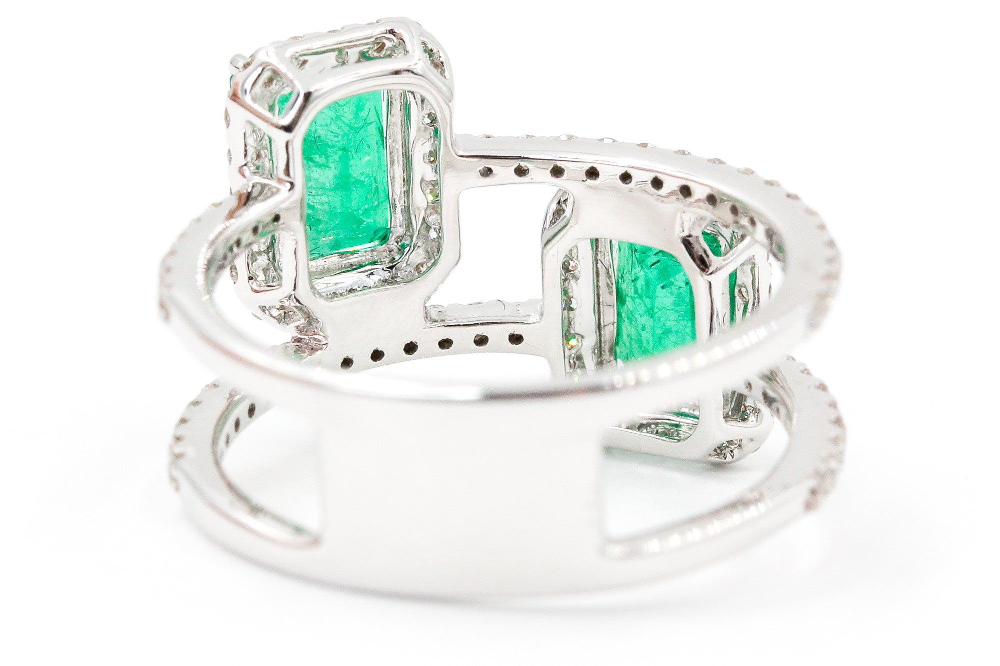 Emerald and Diamond Wrap Ring - 18k White Gold - 2.50ctw