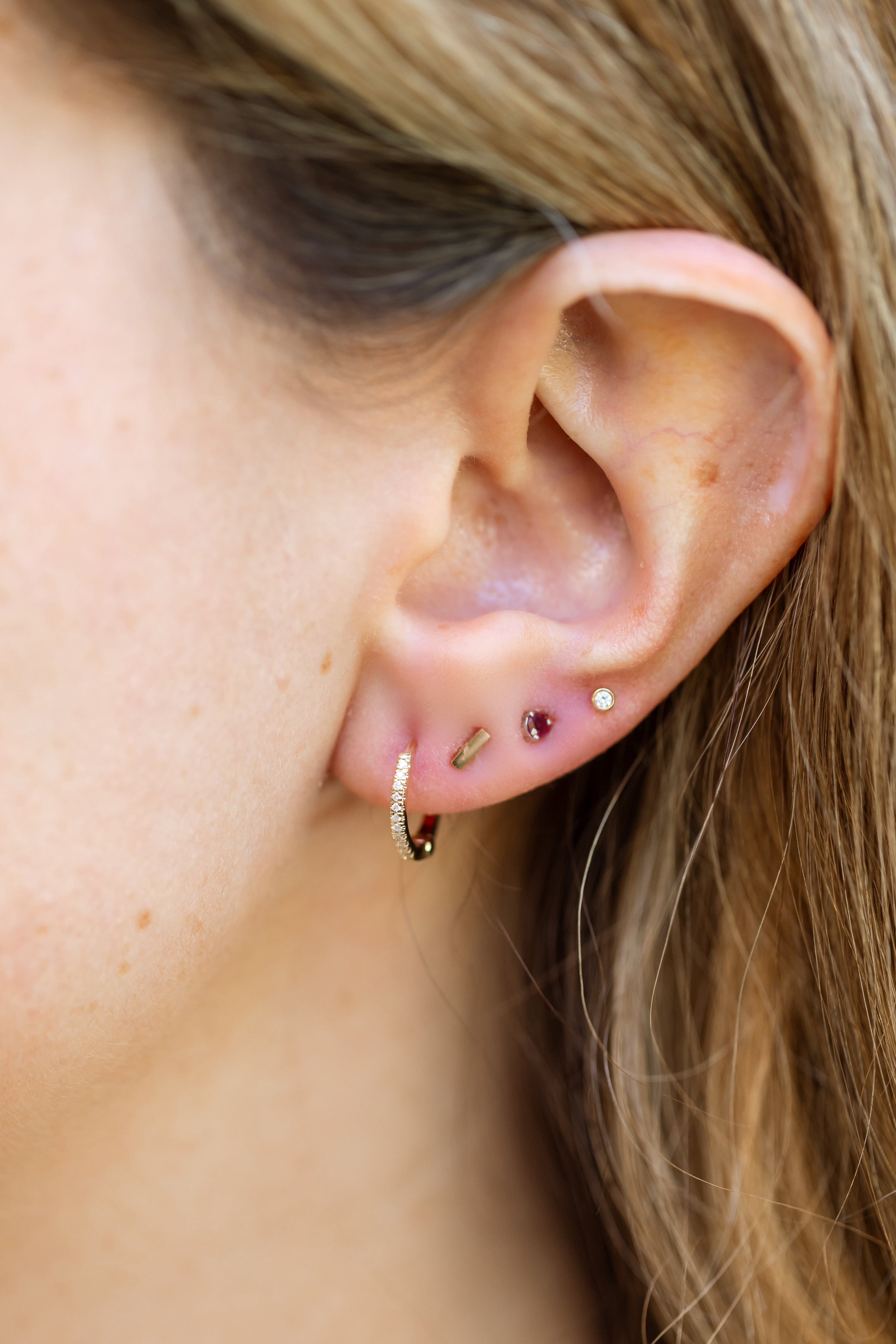 Diamond Huggie Earrings - 14k Gold - 12mm - 0.10ctw