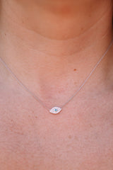 Blue and White Diamond Evil Eye Necklace - 14k White Gold - 0.31ctw