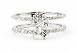 Fancy Cut Diamond Bypass Ring - 14k White Gold - 0.85ctw