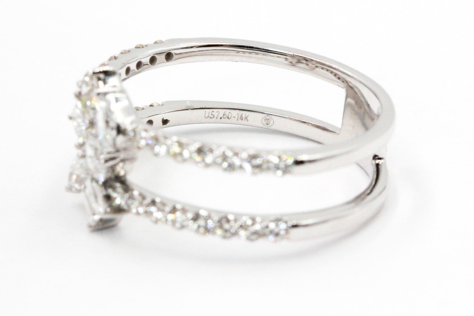 Fancy Cut Diamond Bypass Ring - 14k White Gold - 0.85ctw