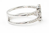 Fancy Cut Diamond Bypass Ring - 14k White Gold - 0.85ctw