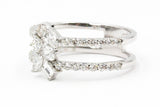 Fancy Cut Diamond Bypass Ring - 14k White Gold - 0.85ctw