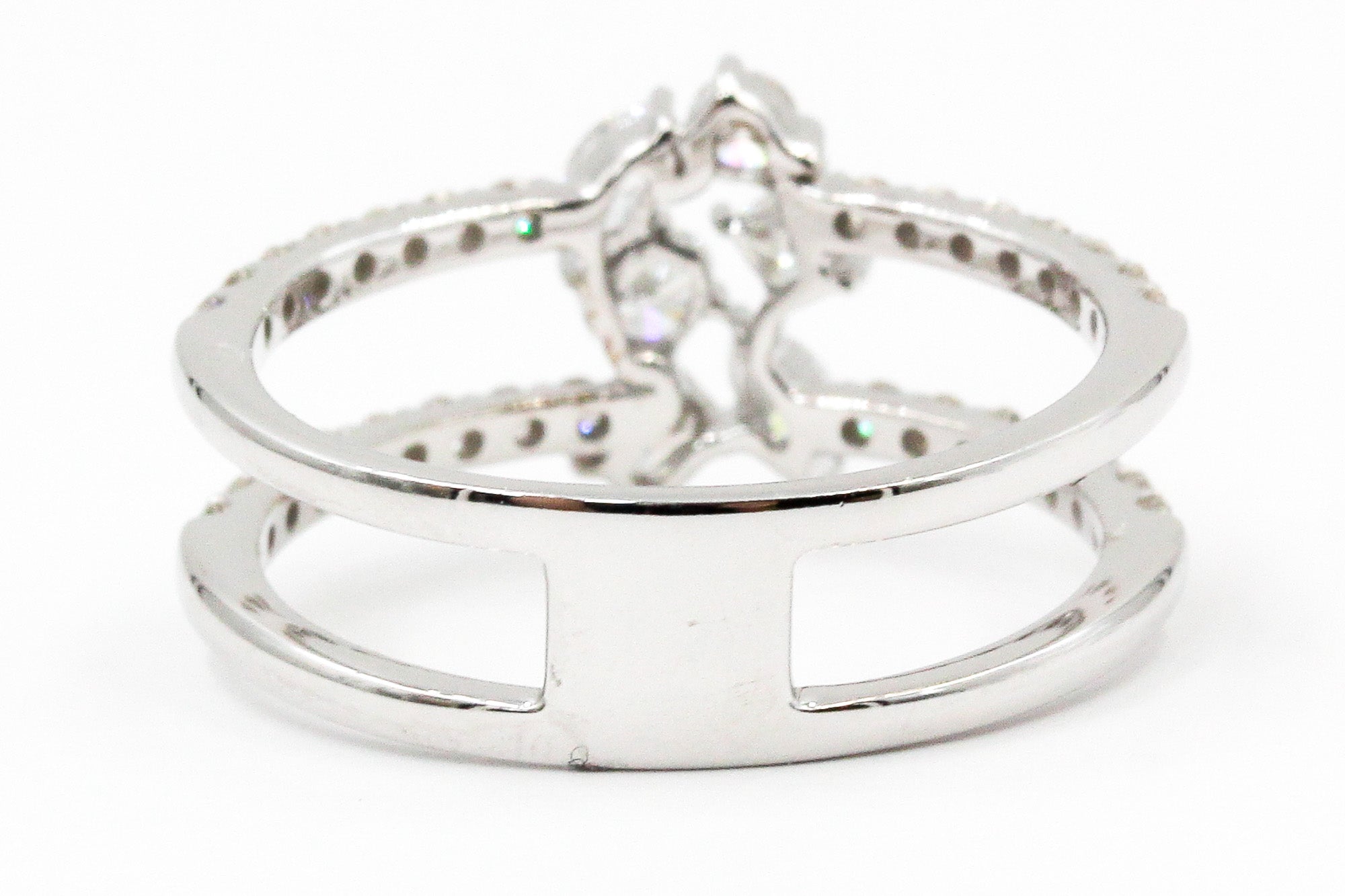 Fancy Cut Diamond Bypass Ring - 14k White Gold - 0.85ctw