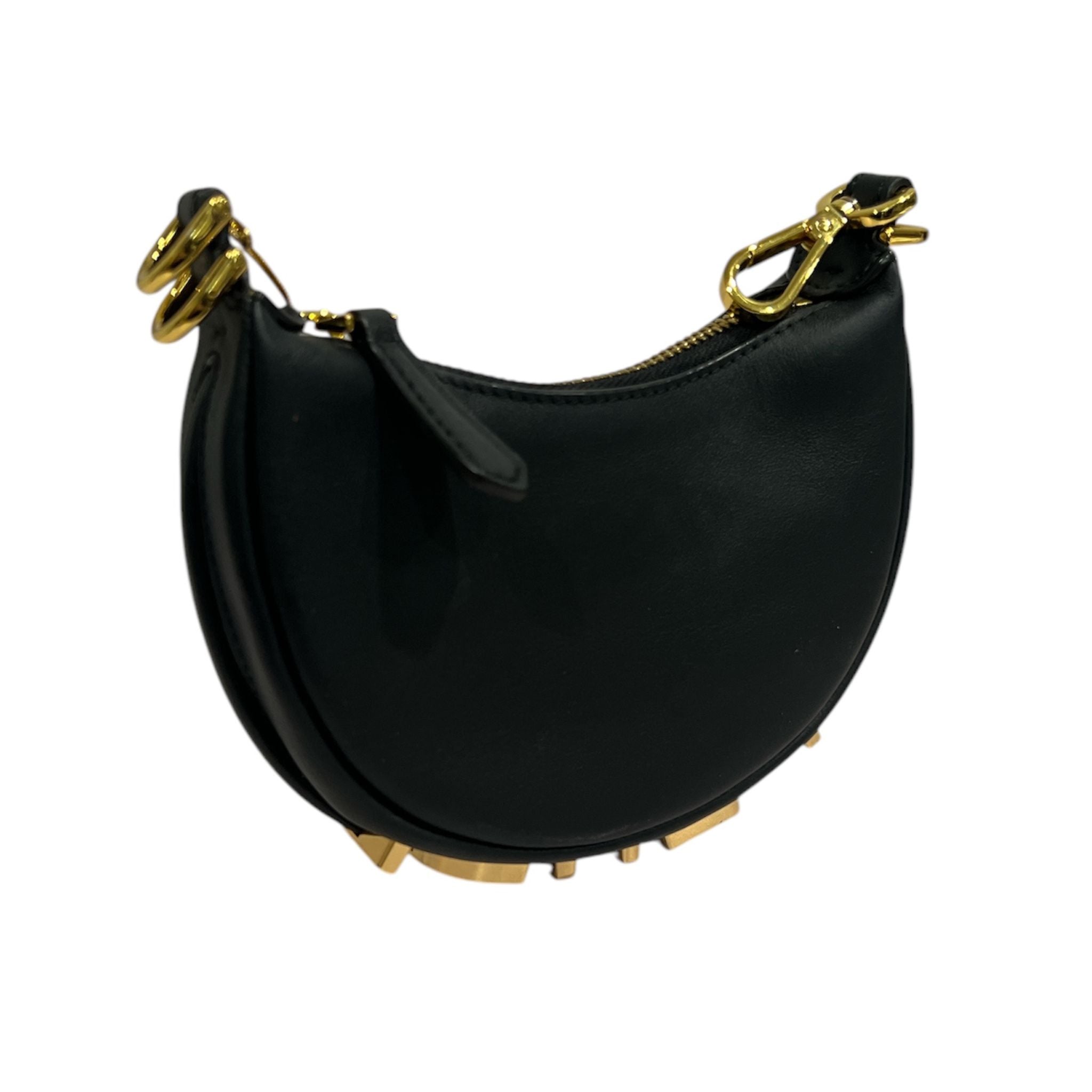 Fendi Fendigraphy Mini Leather Hobo Bag - Black