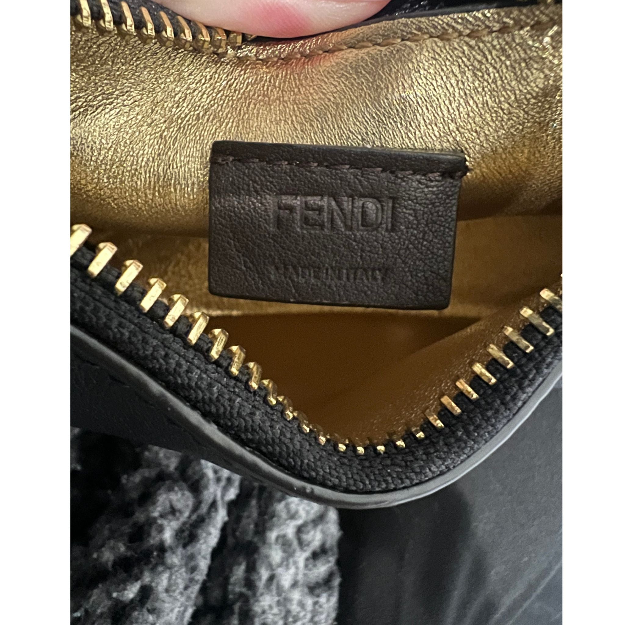 Fendi Fendigraphy Mini Leather Hobo Bag - Black