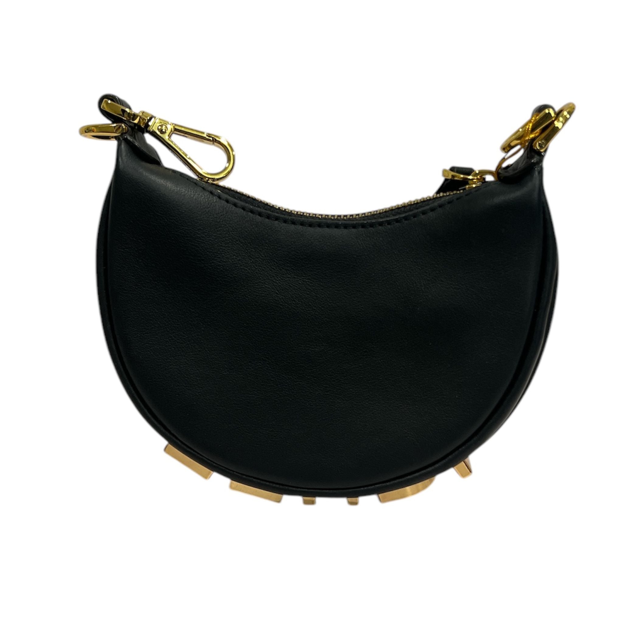 Fendi Fendigraphy Mini Leather Hobo Bag - Black