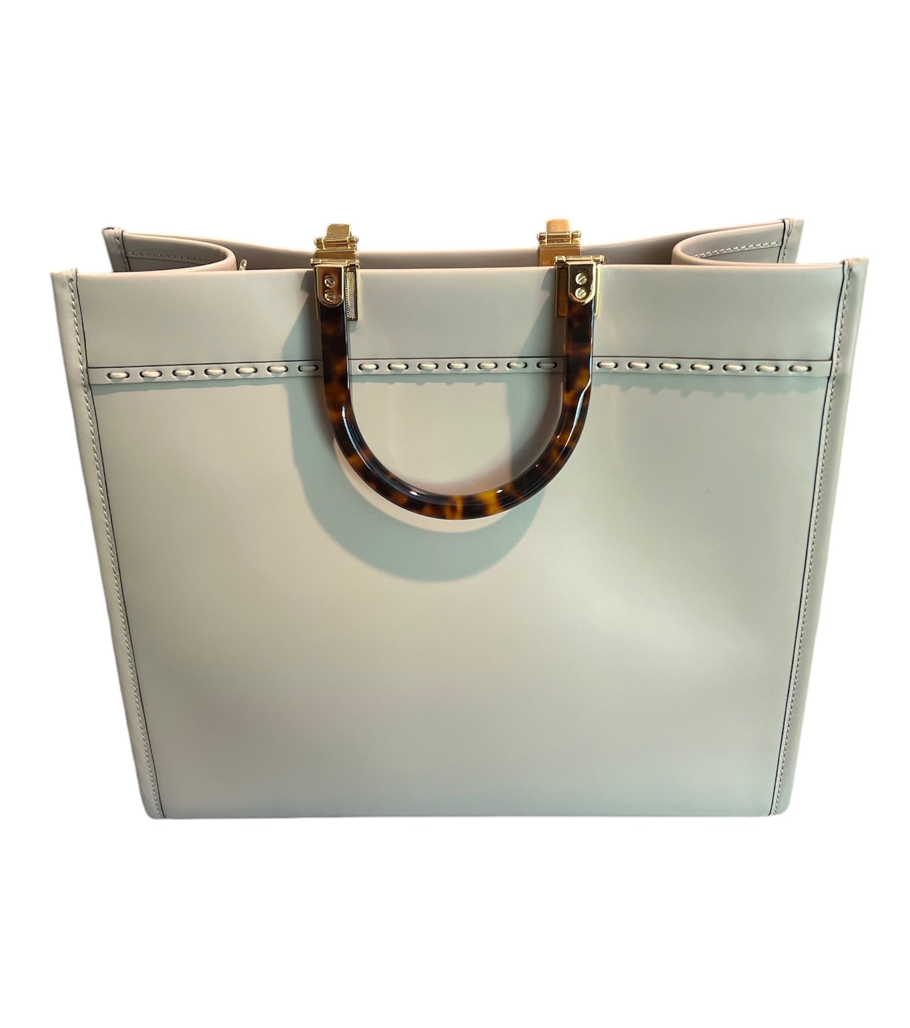 Fendi Sunshine Leather Shopper Tote w/ Snakeskin - Medium