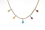 Gemstone and Diamond Pendant Necklace - 14k Yellow Gold - 0.10ctw
