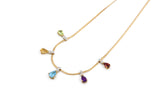 Gemstone and Diamond Pendant Necklace - 14k Yellow Gold - 0.10ctw