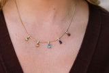 Gemstone and Diamond Pendant Necklace - 14k Yellow Gold - 0.10ctw