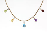Gemstone and Diamond Pendant Necklace - 14k Yellow Gold - 0.10ctw