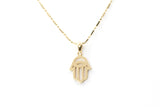 Gold Hamsa Pendant Necklace - 14k Yellow Gold