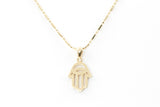 Gold Hamsa Pendant Necklace - 14k Yellow Gold