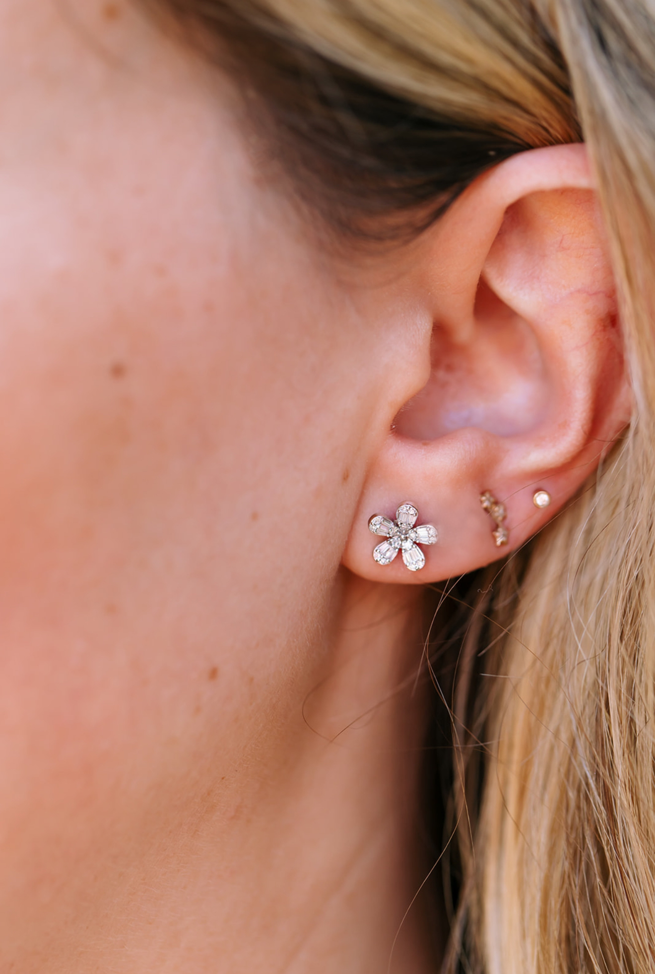 Diamond Flower Studs