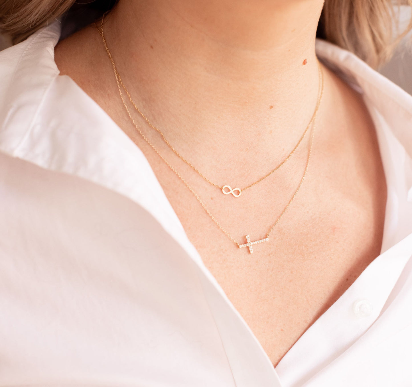 Diamond Horizontal Cross Necklace