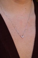 Layered Baguette Diamond Necklace - 14k White Gold - 0.10ctw
