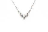 Layered Baguette Diamond Necklace - 14k White Gold - 0.10ctw