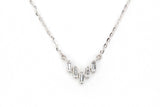 Layered Baguette Diamond Necklace - 14k White Gold - 0.10ctw